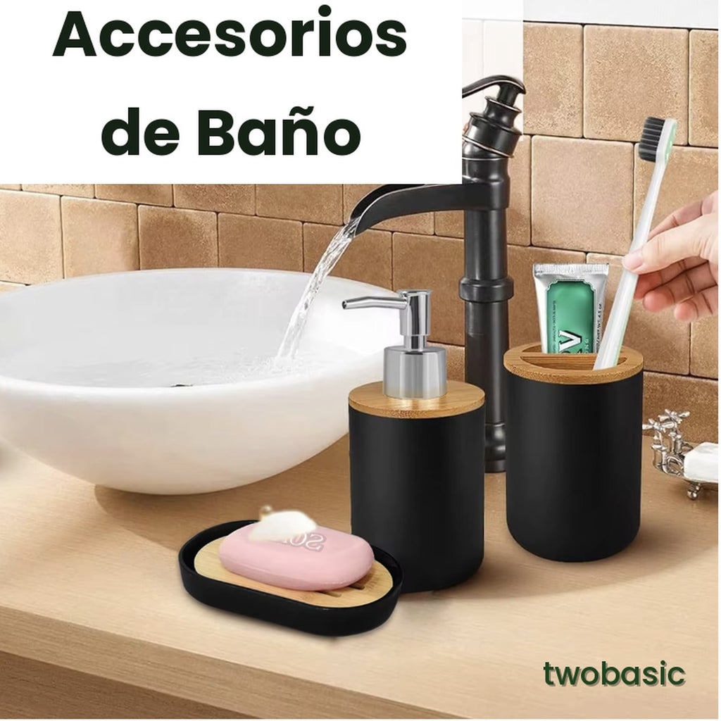 Tu baño de revista — Set de dosificador y accesorios (4 piezas) │ twobasic